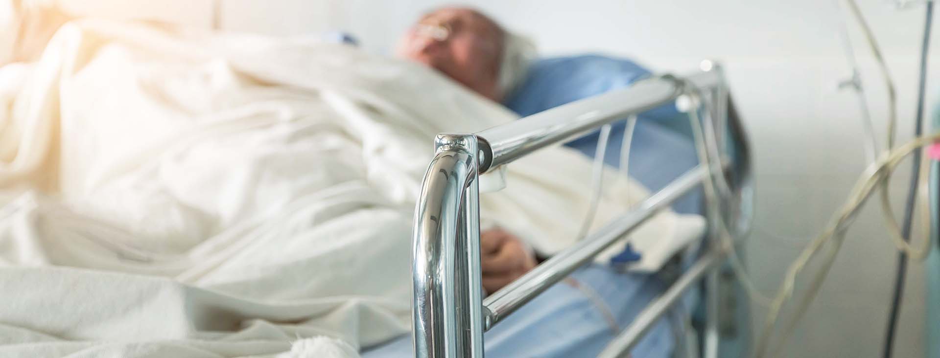 Bedrail on hospital style bed